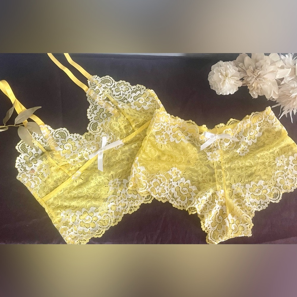 Yellow Lace Lingerie Set